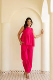 Pure Cotton Pink Pleated Sleeveless Co-ord Set GulaboSitabo
