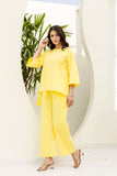 Pure Cotton Yellow Boat Neck Co-ord Set