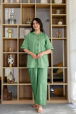 Pure Cotton Green Loop Button Shirt Co-ord Set