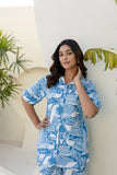 Pacific Blue Printed Night Wear Co-ord set GulaboSitabo