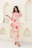 Off White Floral Printed Night Wear Co-ord set GulaboSitabo