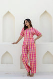 Candy checks Printed Night Wear Co-ord Set