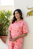 Peach Abstract Floral Printed Co-ord set