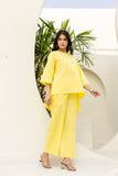 Pure Cotton Yellow Boat Neck Co-ord Set