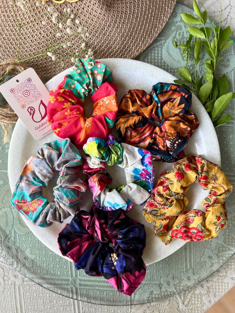 Assorted Printed Scrunchie (Three Pcs)