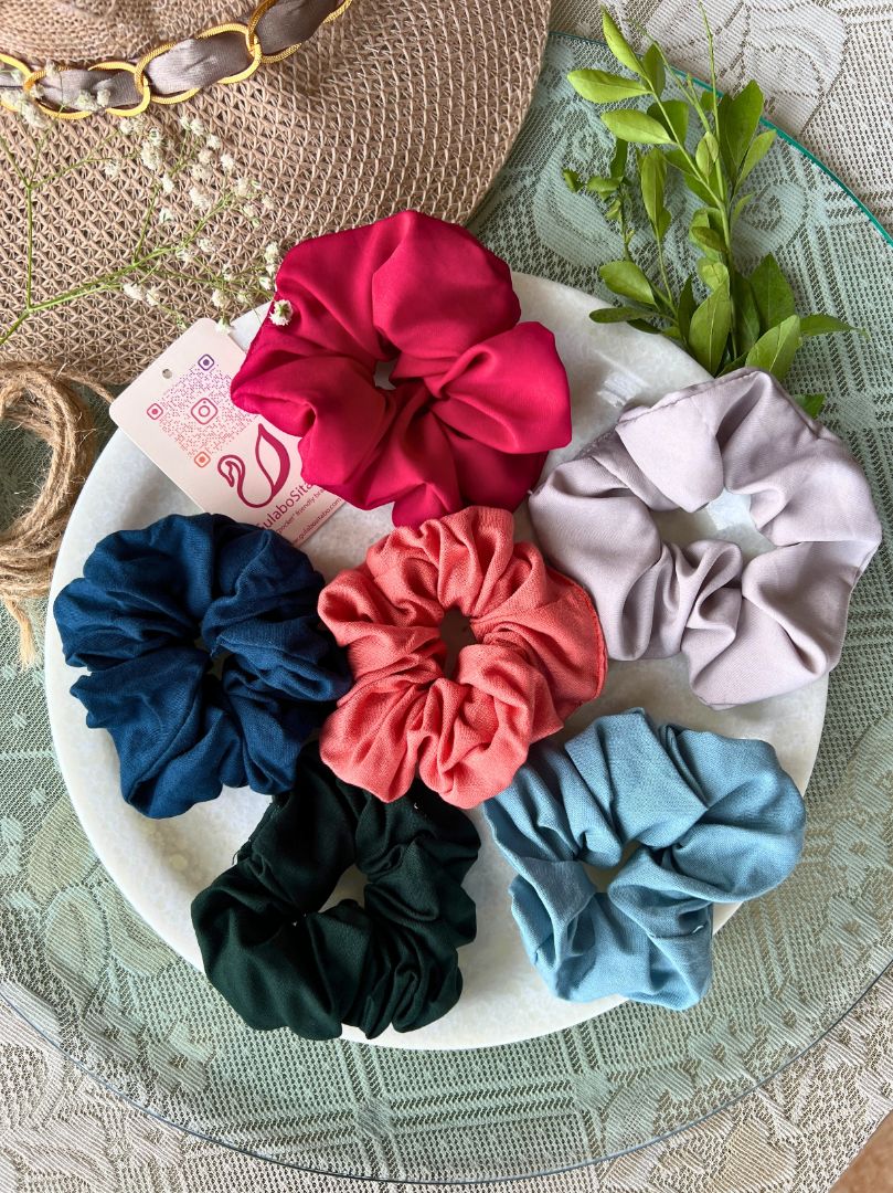 Assorted Solid Scrunchie (Six Pcs)