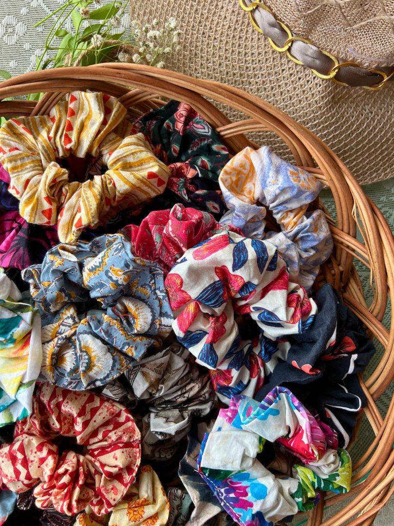 Assorted Printed Scrunchie (Six Pcs)