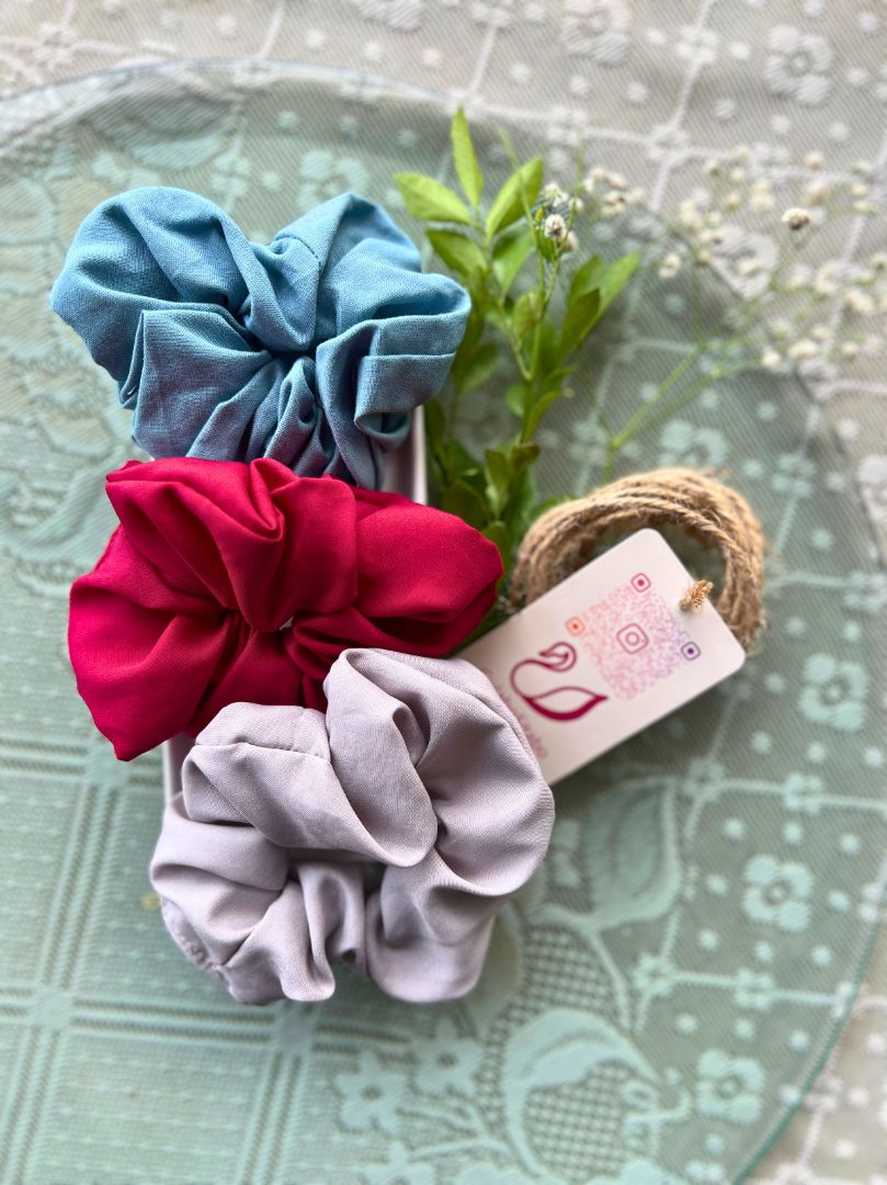 Assorted Solid Scrunchie (Six Pcs)