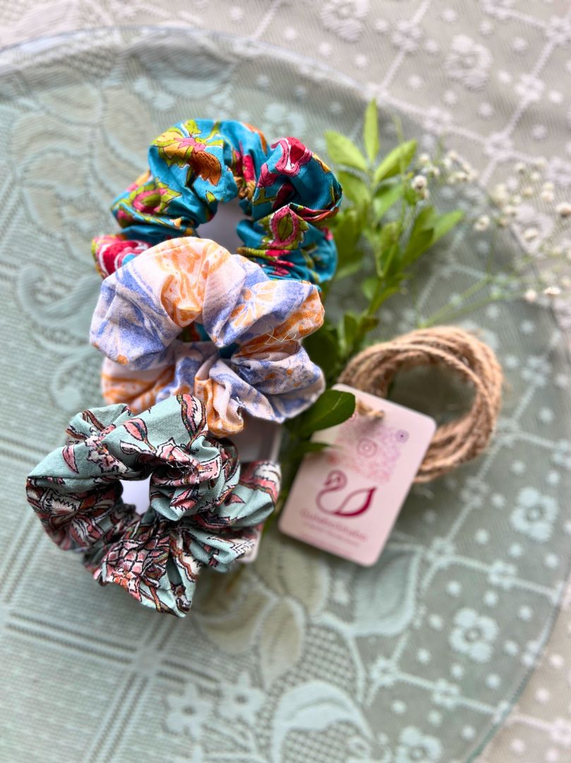 Assorted Printed Scrunchie (Three Pcs)