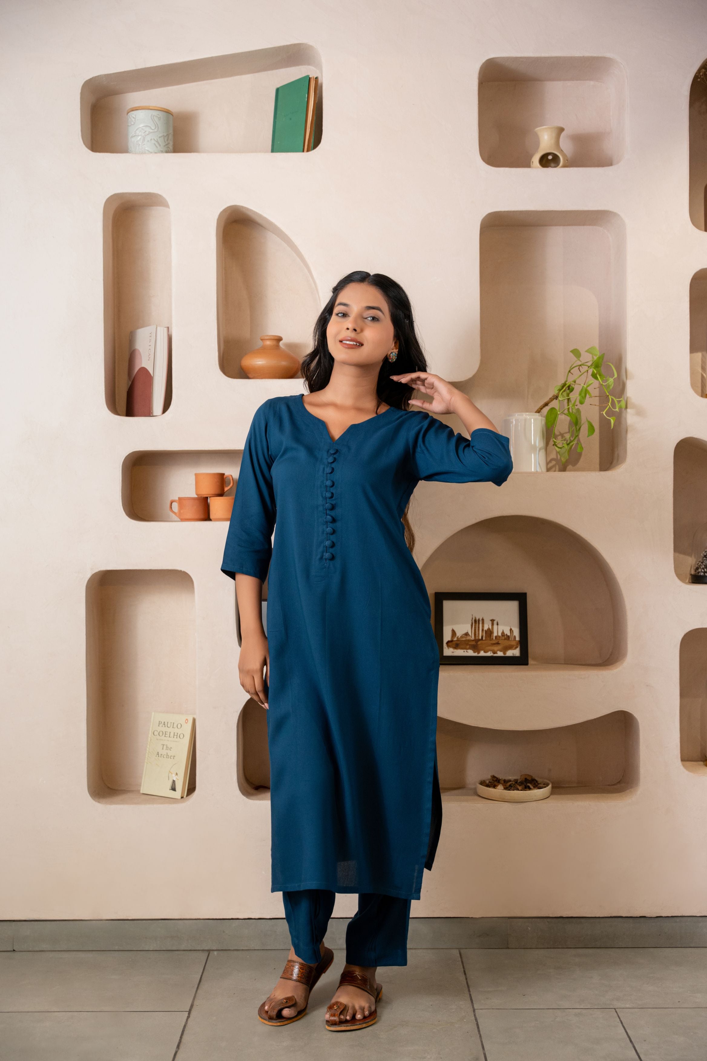 Sapphire Notched Neck with Regular Sleeve Kurta Set