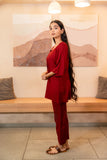 Maroon Sweetheart Neck with flared Sleeve Top