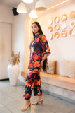 Half Buttoned Bold Floral Flared Printed Pure Cotton Co-ord Set