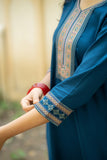 Sapphire Kurti with Embroidered Neckline and Sleeves