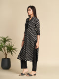 Black Printed Pure Cotton Kurta Set