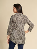 Grey All Over Floral Printed Pure Cotton Shirt