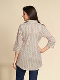 White Chevron Pattern Printed Pure Cotton Shirt