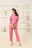 Pink Pleated Solid Co-ord Set