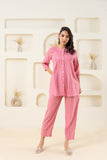 Pink Pleated Solid Co-ord Set