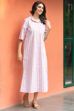 Pink Broad Stripe Pure Cotton Shirt Dress