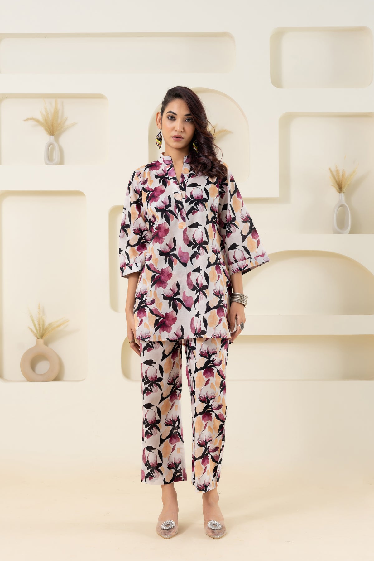 Off White Printed Pure Cotton Co-ord Set