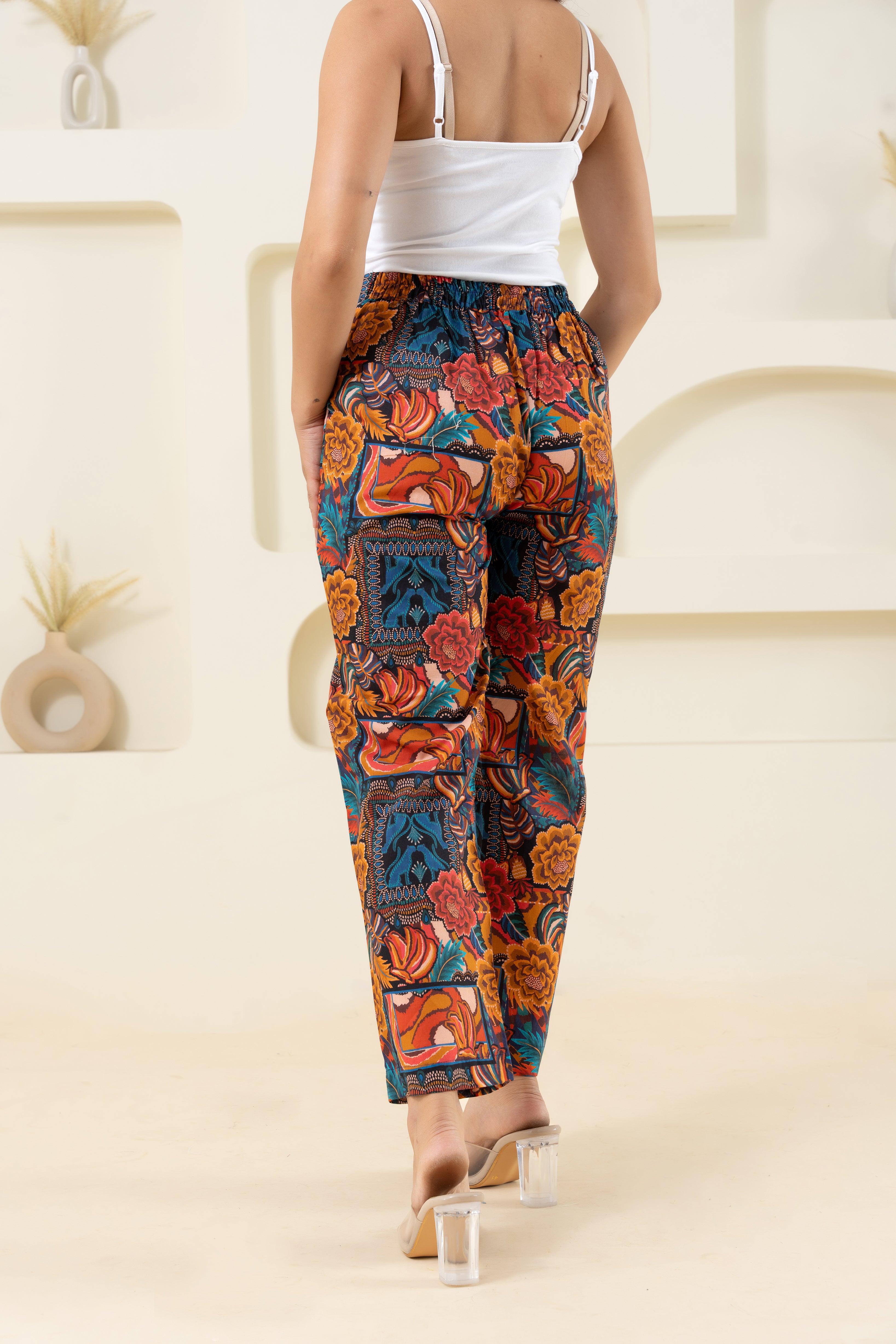 Abstract Printed Multi-colour Pure Cotton Pant