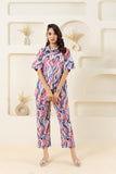 Abstract Wave Printed Pure Cotton Off White Co-ord Set