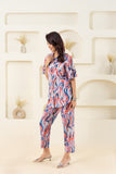 Abstract Wave Printed Pure Cotton Off White Co-ord Set