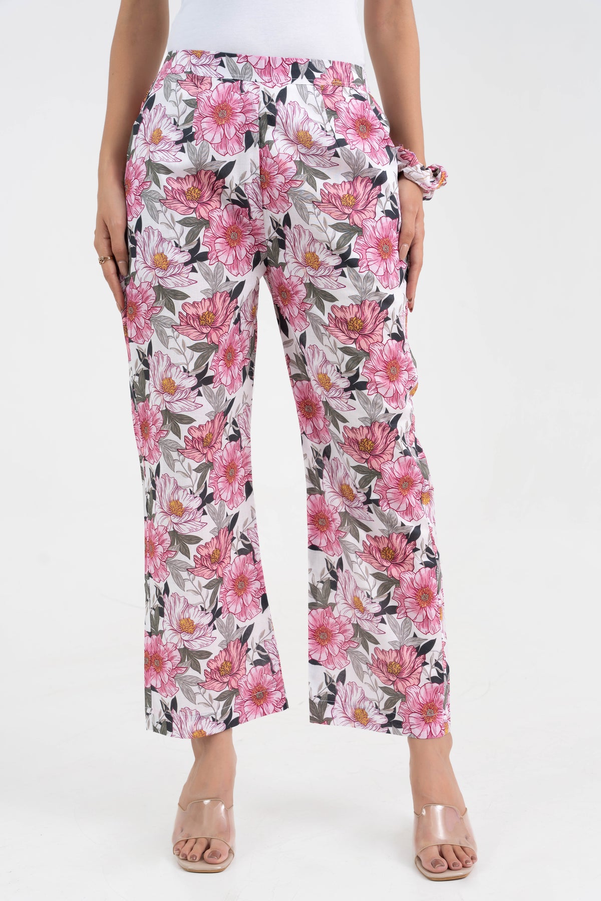 Pink Floral Printed Relaxed Fit Pure Cotton Pant