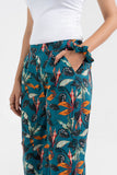 Teal Floral Printed Straight Fit Pure Cotton Pant