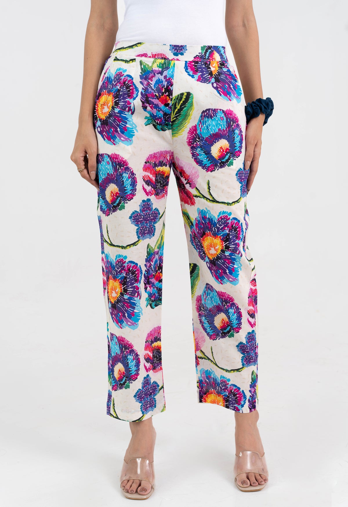 Abstract Floral Printed Pure Cotton Pant