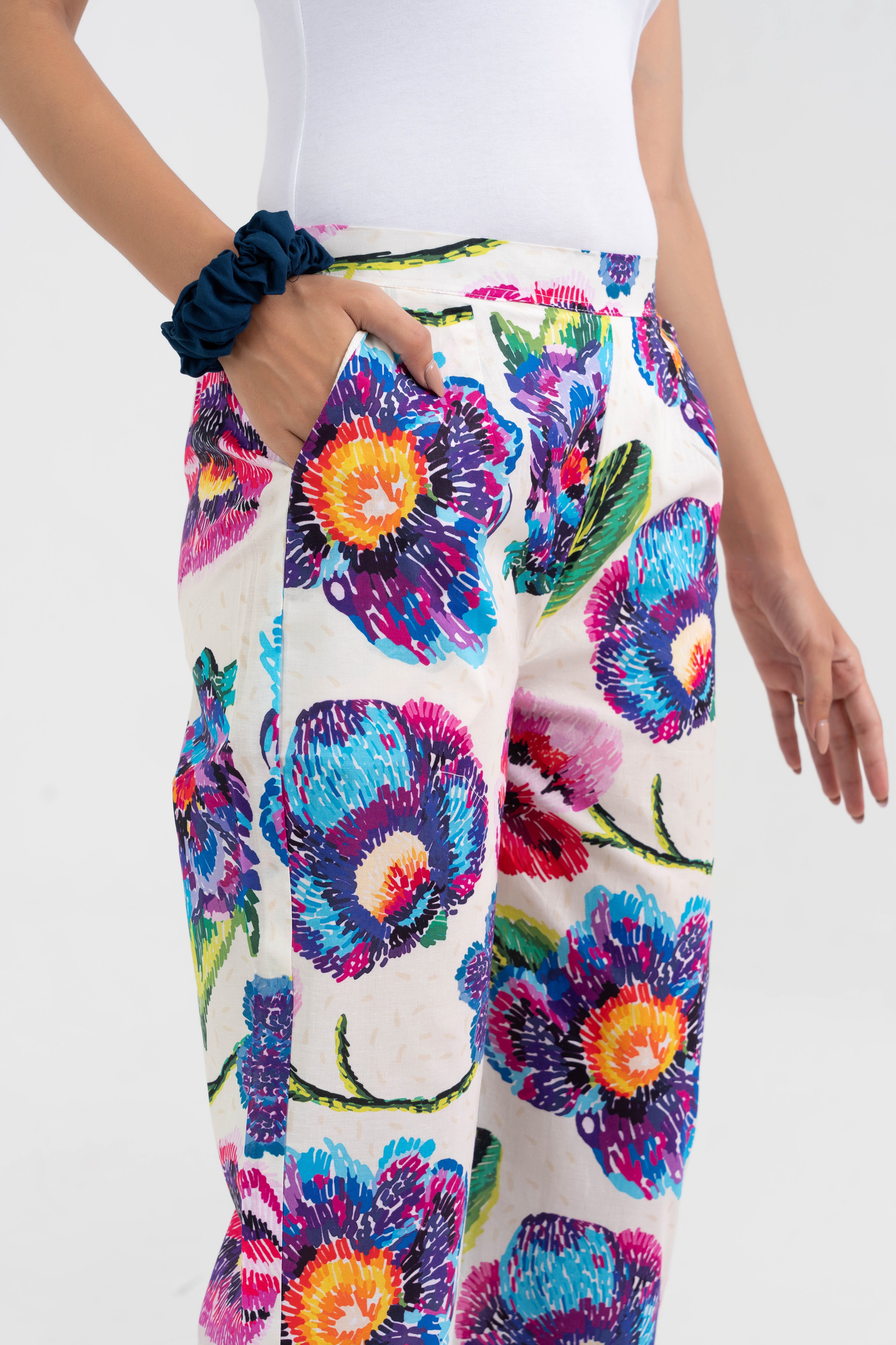 Abstract Floral Printed Pure Cotton Pant