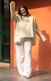 Yellow Broad Stripe Pure Cotton Oversized Shirt