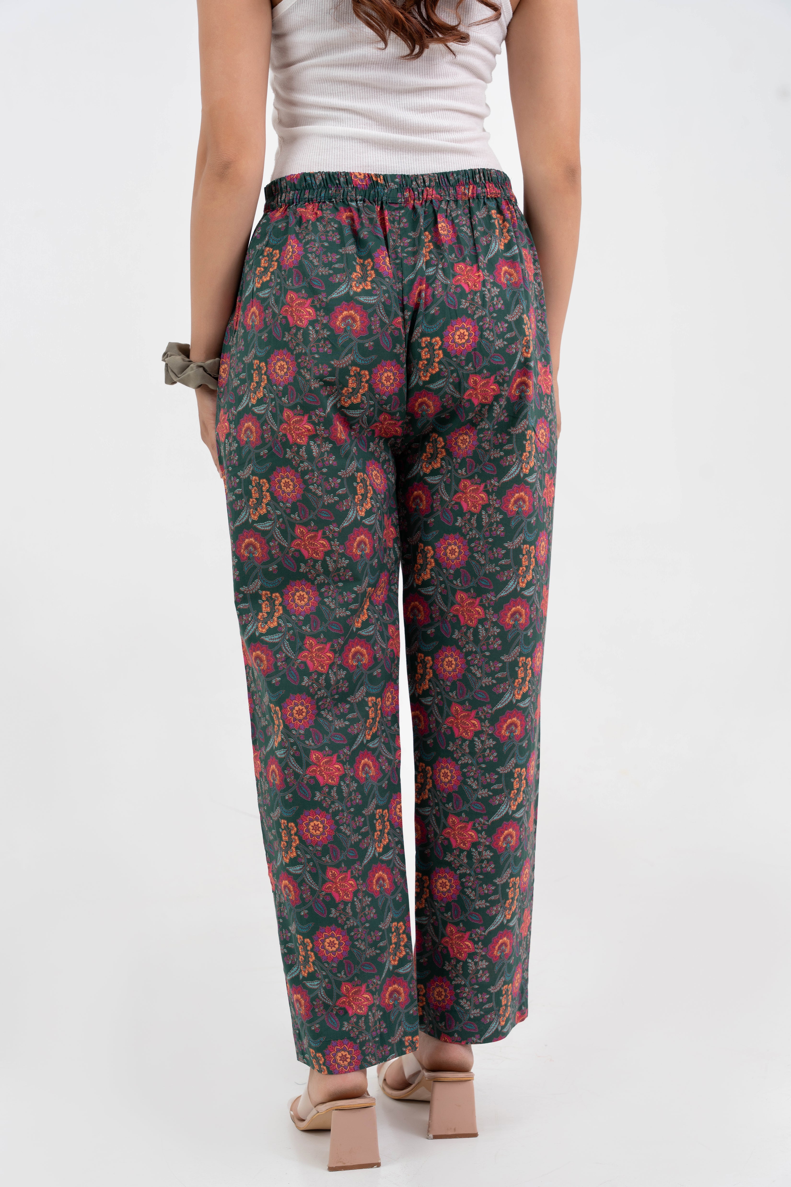 Block Printed Floral Jaal Pure Cotton Pant