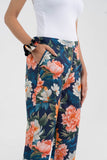 Navy Blue Bold Floral Printed Pure Cotton Pant