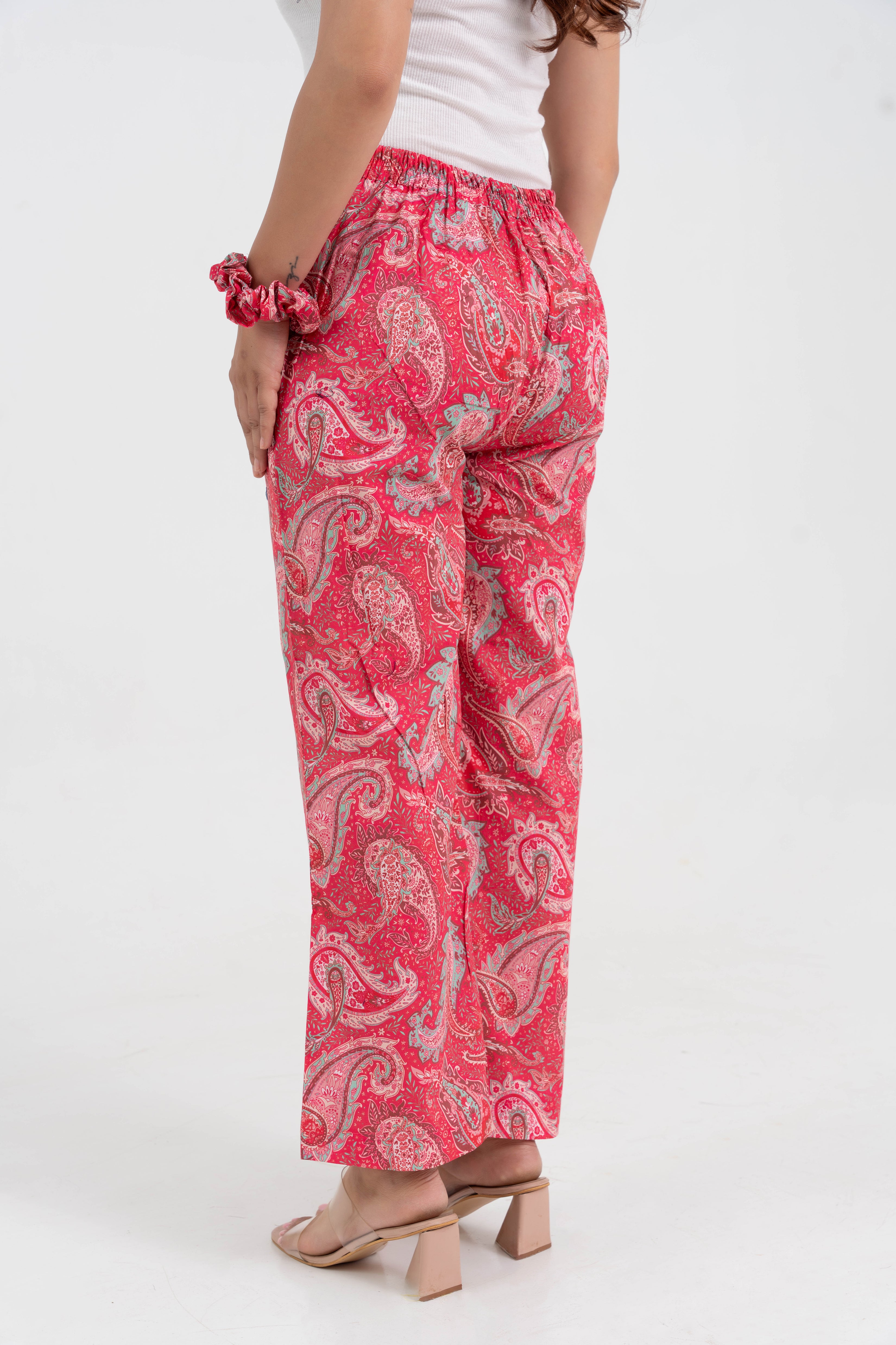 Pink Paisley Printed Pure Cotton Pant