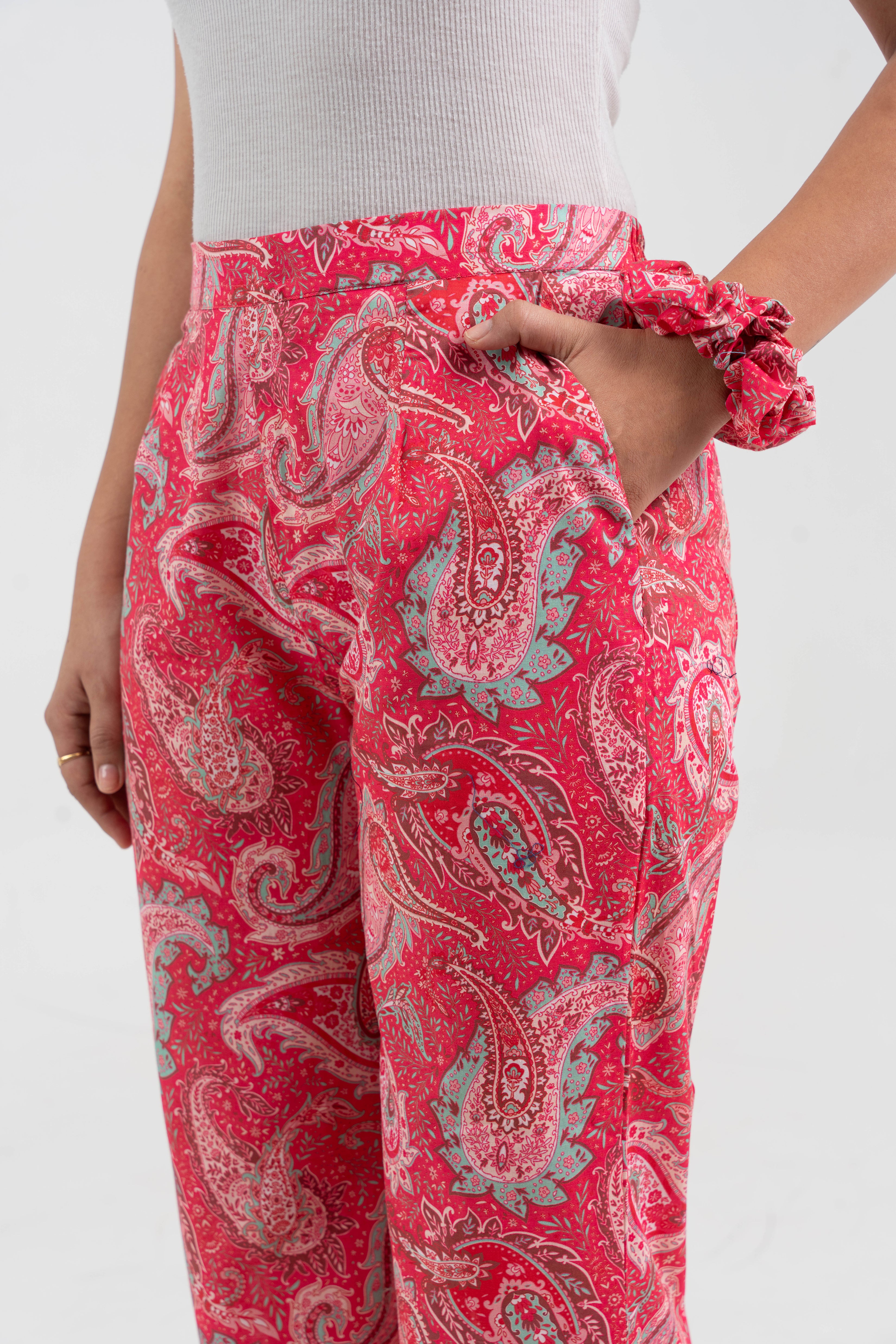 Pink Paisley Printed Pure Cotton Pant