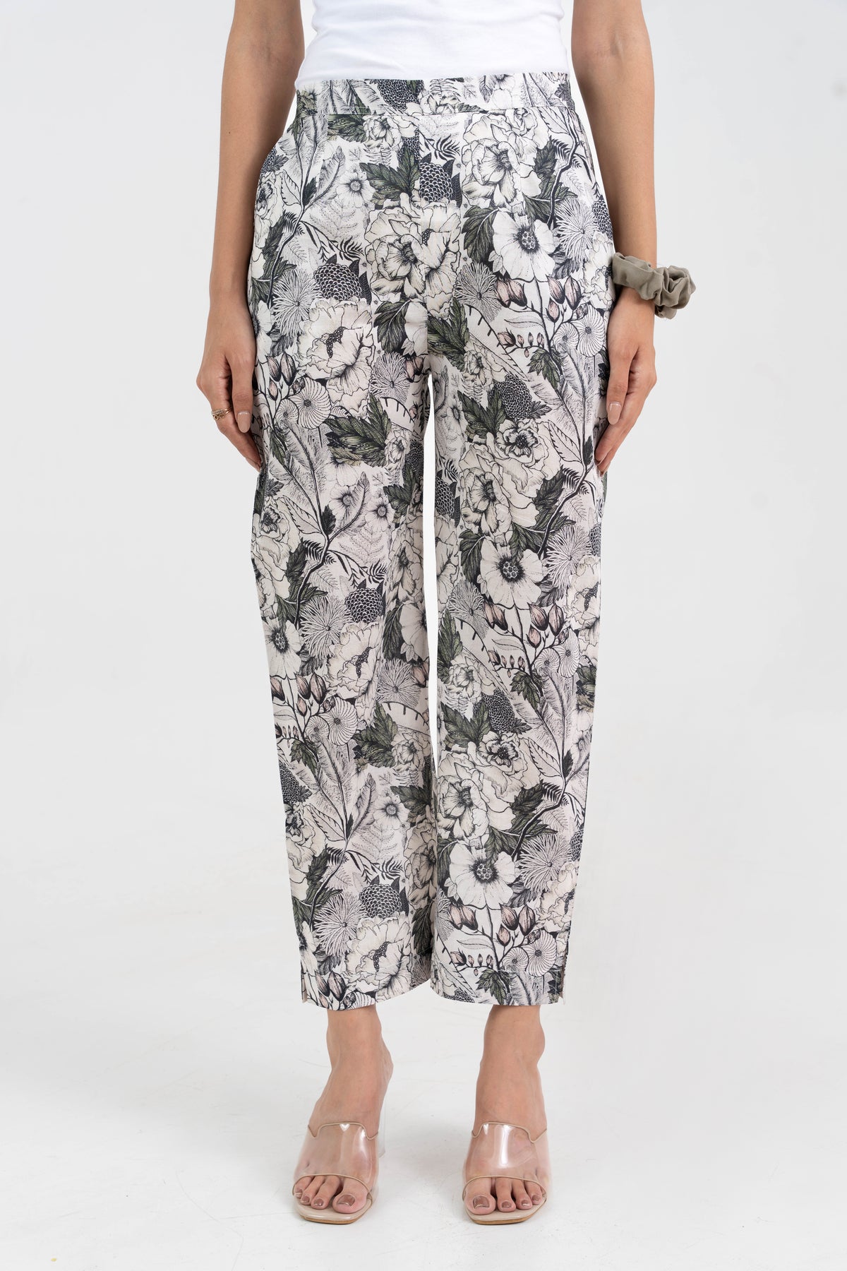 White Floral All Over Printed Pure Cotton Pant