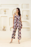 Off White Floral Printed Pure Cotton Sleeveless Co-ord Set