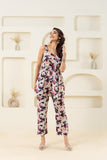 Off White Floral Printed Pure Cotton Sleeveless Co-ord Set