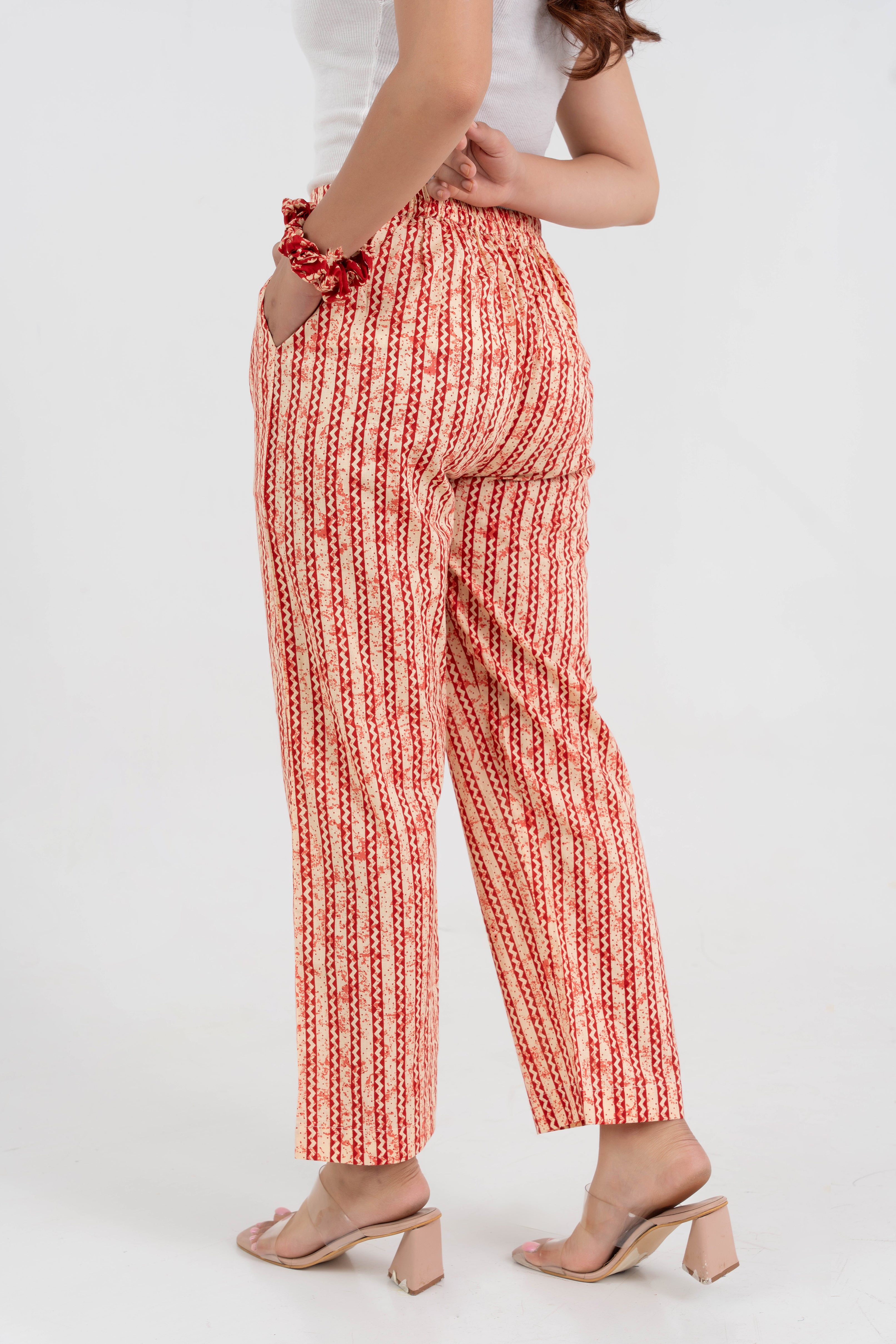 Stripe Block Printed Pure Cotton Pant