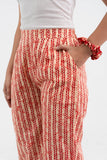 Stripe Block Printed Pure Cotton Pant