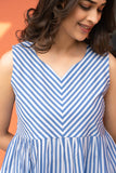 Blue Stripe Pure Cotton Sleeveless Top