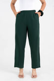 Green Solid Viscose Pant with Pleated bottom