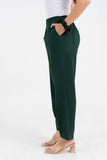 Green Solid Viscose Pant with Pleated bottom