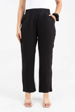 Black Solid Viscose Pant with Pleated Bottom