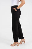 Black Solid Viscose Pant with Pleated Bottom