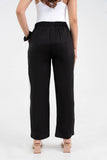 Black Solid Viscose Pant with Pleated Bottom