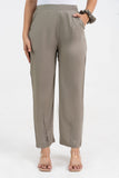 Light Brown Solid Viscose Pant with Pleated Bottom