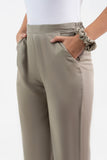 Light Brown Solid Viscose Pant with Pleated Bottom