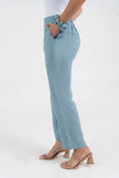 Light Blue Solid Viscose Pant with Pleated Bottom